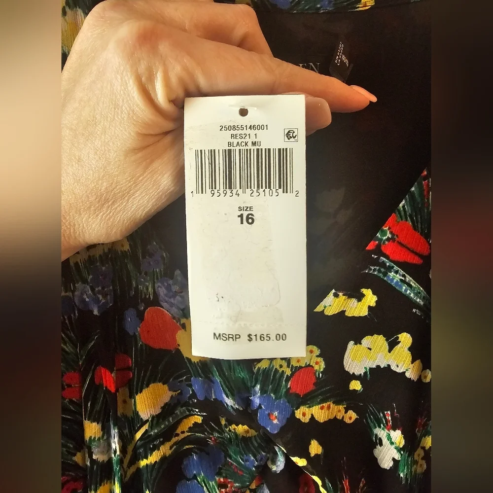 Lauren Ralph Lauren Sz 16 Black Label Floral Tiered Maxi Dress New $165 - Picture 7 of 8